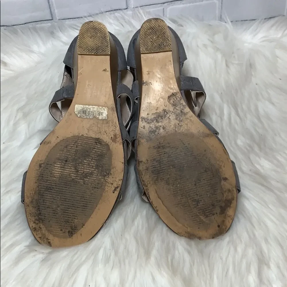 Torrid Strappy Grey Suede Wedges‎ Size 8 Wide